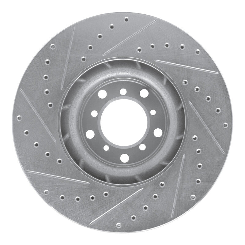R1 00-03 BMW M5 Left Front Drilled & Slotted Silver Brake Rotor-Brake Rotors - Slot & Drilled-Grocery Getter Performance