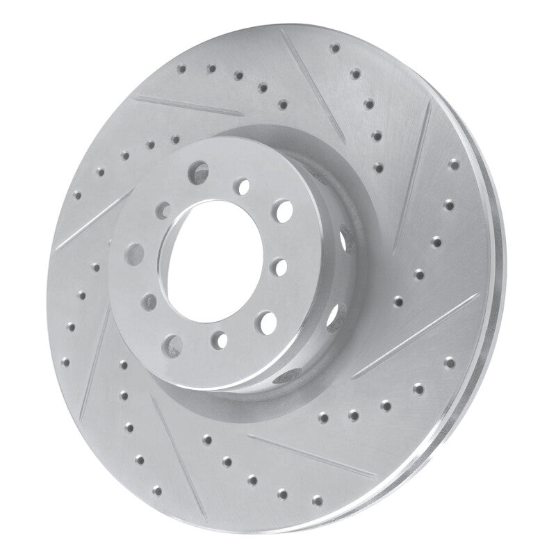 R1 00-03 BMW M5 Left Front Drilled & Slotted Silver Brake Rotor-Brake Rotors - Slot & Drilled-Grocery Getter Performance