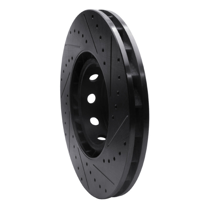 R1 00-03 BMW M5 Right Front Drilled & Slotted Black Brake Rotor-Brake Rotors - Slot & Drilled-Grocery Getter Performance