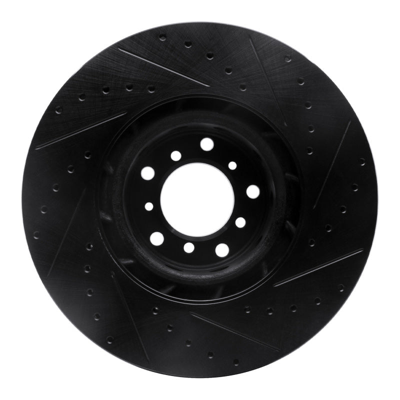 R1 00-03 BMW M5 Right Front Drilled & Slotted Black Brake Rotor-Brake Rotors - Slot & Drilled-Grocery Getter Performance