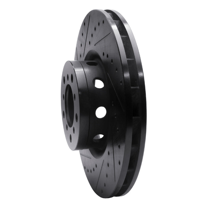 R1 00-03 BMW M5 Right Front Drilled & Slotted Black Brake Rotor-Brake Rotors - Slot & Drilled-Grocery Getter Performance
