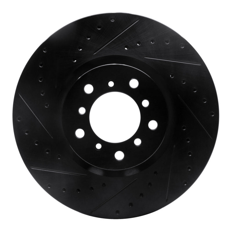 R1 00-03 BMW M5 Right Front Drilled & Slotted Black Brake Rotor-Brake Rotors - Slot & Drilled-Grocery Getter Performance