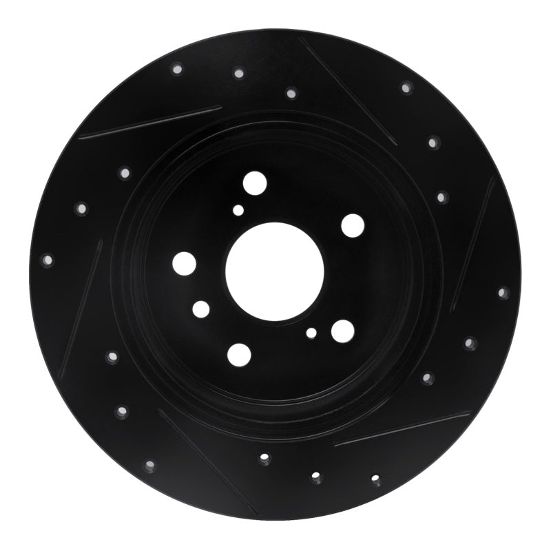 R1 00-04 Toyota AVALON Rear Left Drilled & Slotted Black Brake Rotor-Brake Rotors - Slot & Drilled-Grocery Getter Performance