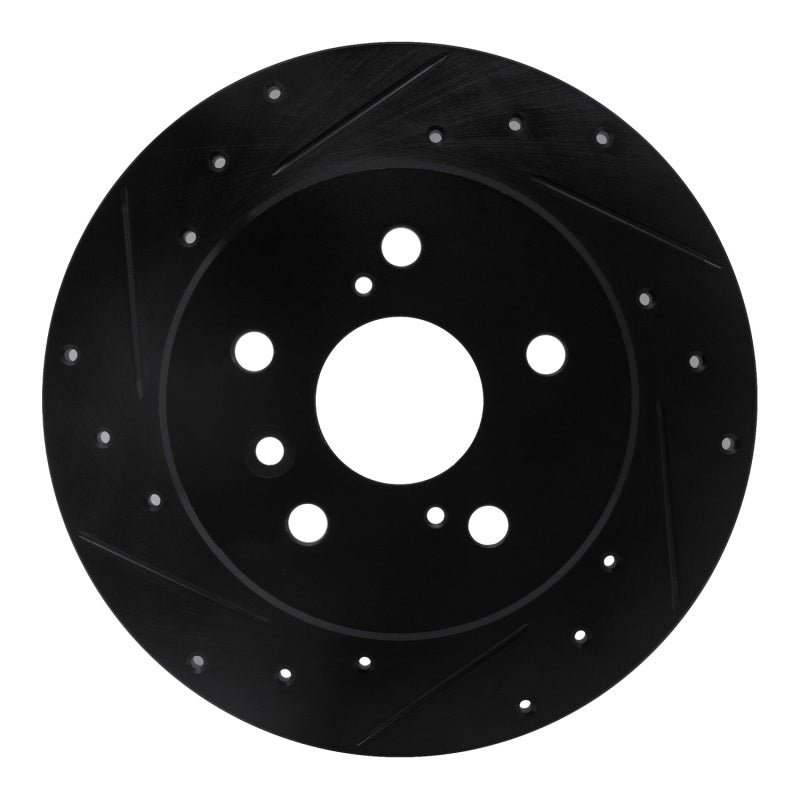 R1 00-04 Toyota AVALON Rear Left Drilled & Slotted Black Brake Rotor-Brake Rotors - Slot & Drilled-Grocery Getter Performance