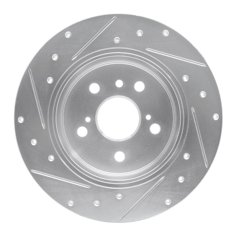 R1 00-04 Toyota Avalon Rear Right Drilled & Slotted Silver Brake Rotor-Brake Rotors - Slot & Drilled-Grocery Getter Performance