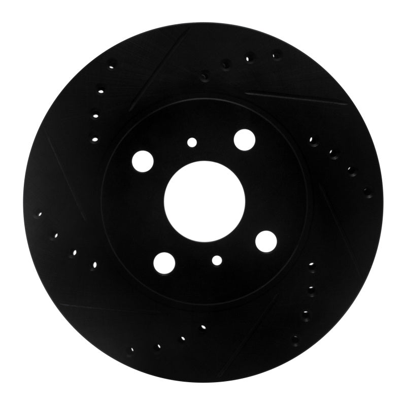 R1 00-05 Toyota Echo Front Left Drilled & Slotted Black Brake Rotor-Brake Rotors - Slot & Drilled-Grocery Getter Performance