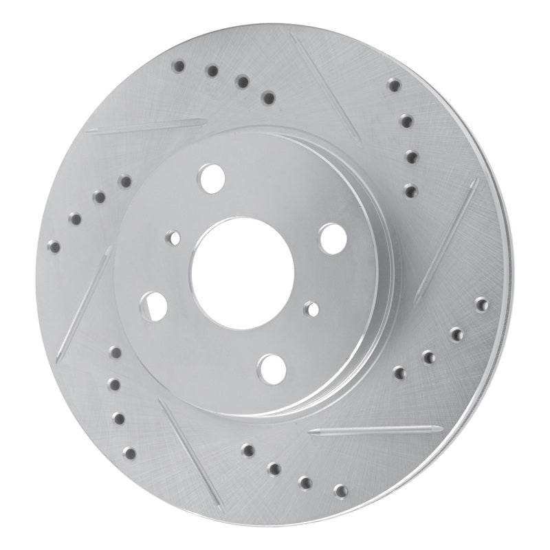 R1 00-05 Toyota Echo Front Left Drilled & Slotted Silver Brake Rotor-Brake Rotors - Slot & Drilled-Grocery Getter Performance