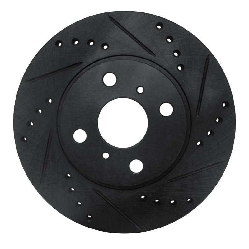 R1 00-05 Toyota MR2 Spyder Front Right Drilled & Slotted Black Brake Rotor-Brake Rotors - Slot & Drilled-Grocery Getter Performance
