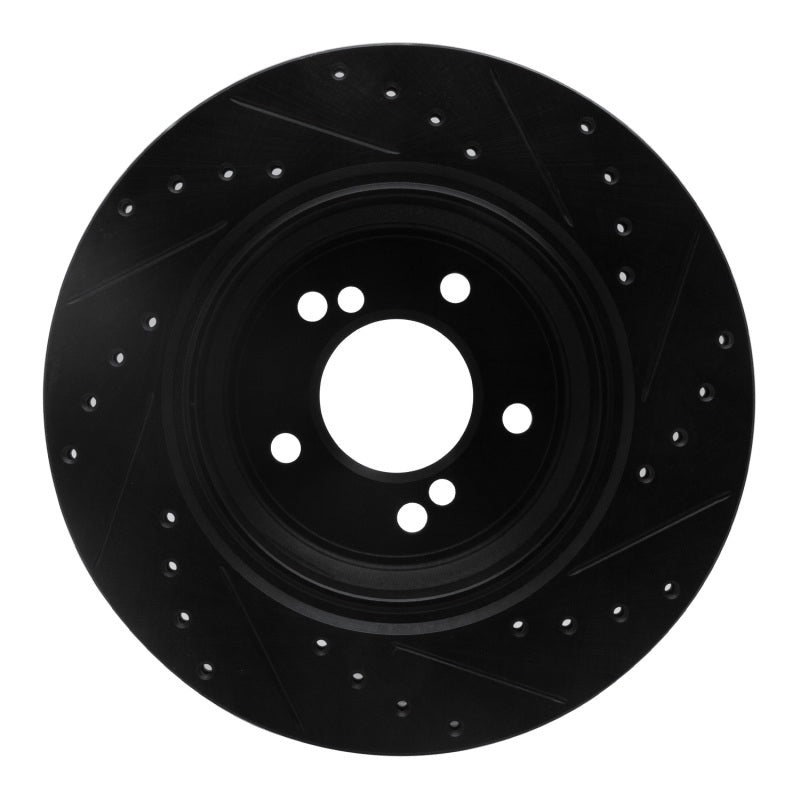 R1 00-06 BMW M5 Rear Left Drilled & Slotted Black Brake Rotor-Brake Rotors - Slot & Drilled-Grocery Getter Performance