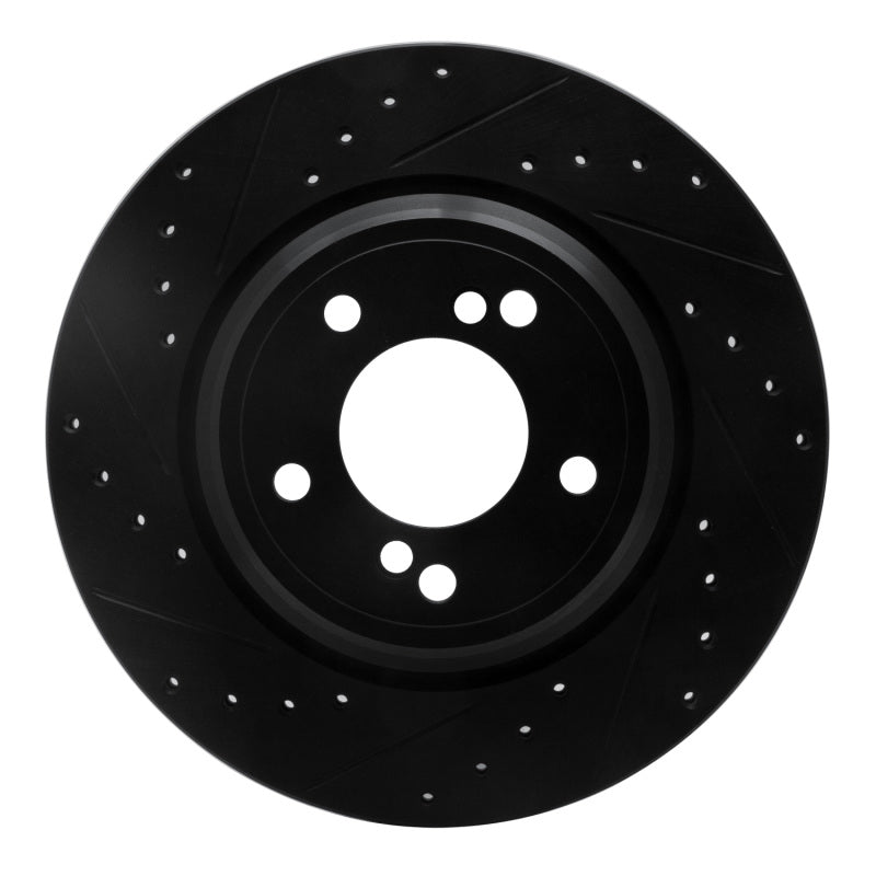 R1 00-06 BMW M5 Rear Left Drilled & Slotted Black Brake Rotor-Brake Rotors - Slot & Drilled-Grocery Getter Performance