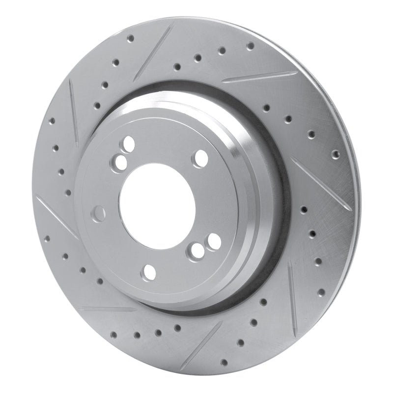 R1 00-06 BMW M5 Rear Left Drilled & Slotted Silver Brake Rotor-Brake Rotors - Slot & Drilled-Grocery Getter Performance