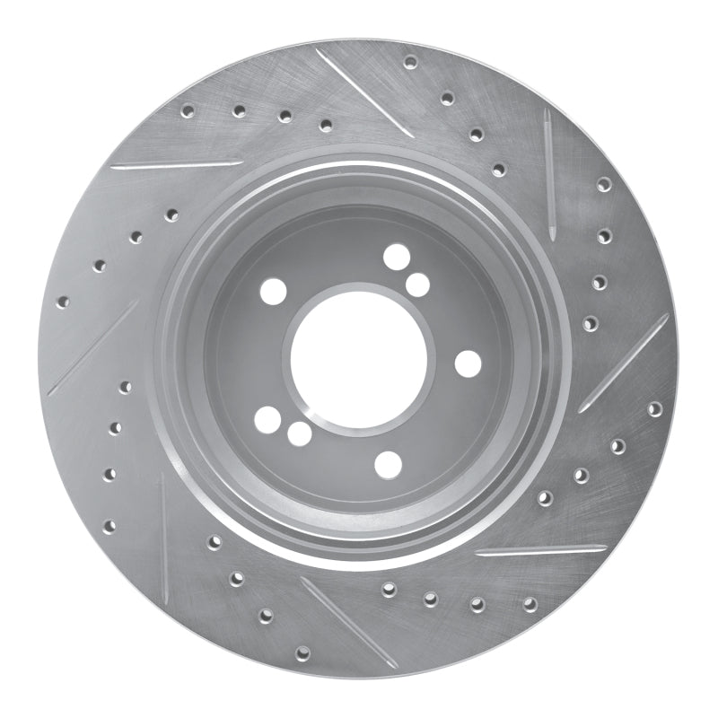 R1 00-06 BMW M5 Rear Left Drilled & Slotted Silver Brake Rotor-Brake Rotors - Slot & Drilled-Grocery Getter Performance