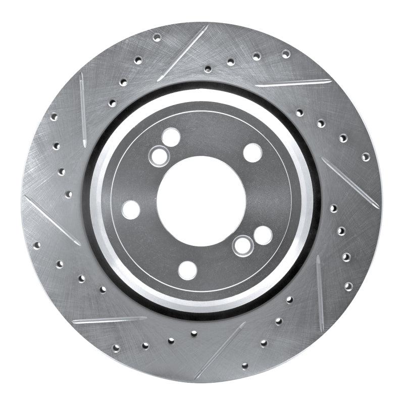 R1 00-06 BMW M5 Rear Left Drilled & Slotted Silver Brake Rotor-Brake Rotors - Slot & Drilled-Grocery Getter Performance