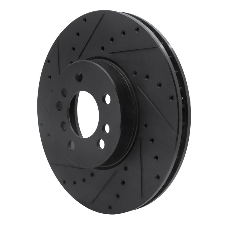 R1 00-06 BMW X5 Front Left Drilled & Slotted Black Brake Rotor-Brake Rotors - Slot & Drilled-Grocery Getter Performance