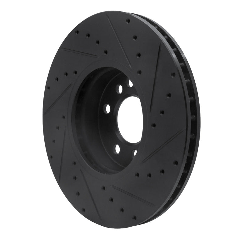 R1 00-06 BMW X5 Front Left Drilled & Slotted Black Brake Rotor-Brake Rotors - Slot & Drilled-Grocery Getter Performance