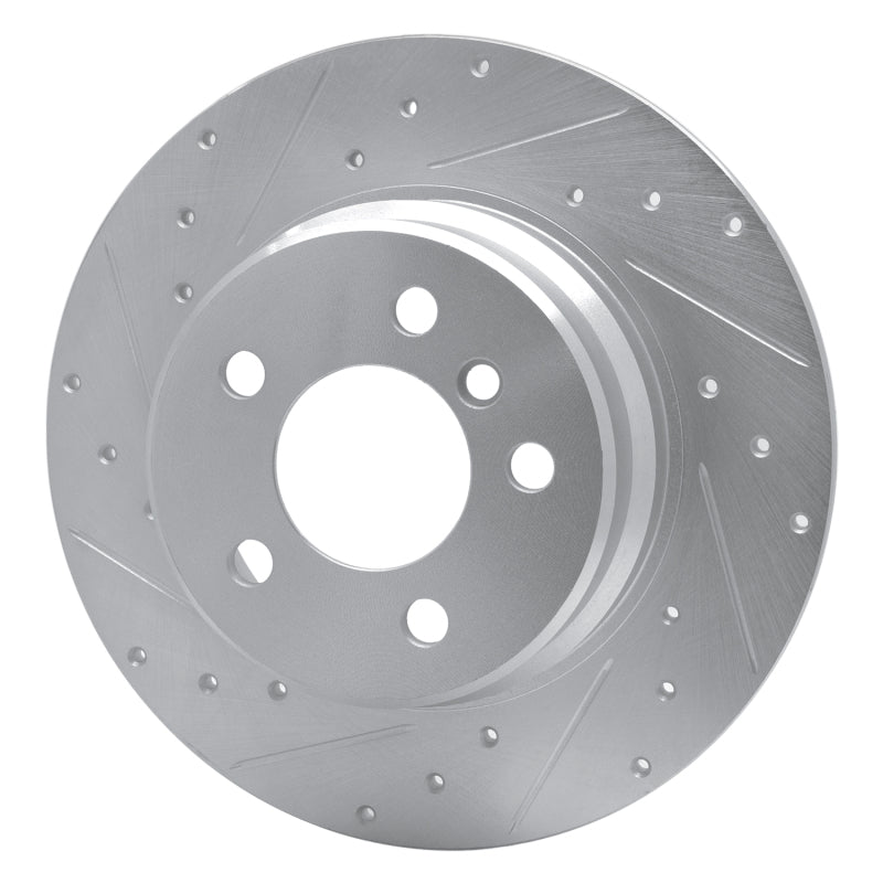 R1 00-06 BMW X5 Rear Left Drilled & Slotted Silver Brake Rotor-Brake Rotors - Slot & Drilled-Grocery Getter Performance