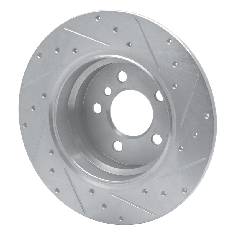 R1 00-06 BMW X5 Rear Left Drilled & Slotted Silver Brake Rotor-Brake Rotors - Slot & Drilled-Grocery Getter Performance