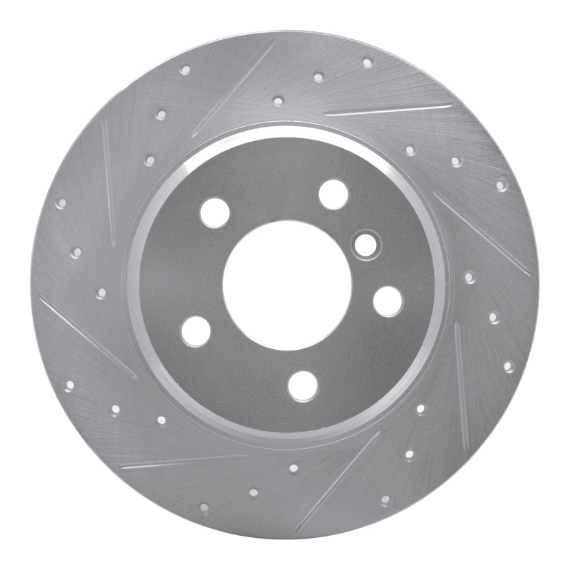 R1 00-06 BMW X5 Rear Left Drilled & Slotted Silver Brake Rotor-Brake Rotors - Slot & Drilled-Grocery Getter Performance