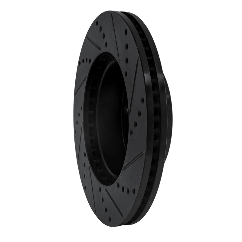 R1 00-07 Toyota TUNDRA Front Left Drilled & Slotted Black Brake Rotor-Brake Rotors - Slot & Drilled-Grocery Getter Performance