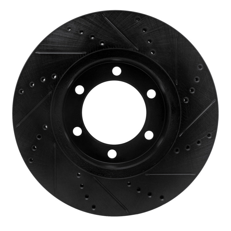 R1 00-07 Toyota TUNDRA Front Left Drilled & Slotted Black Brake Rotor-Brake Rotors - Slot & Drilled-Grocery Getter Performance