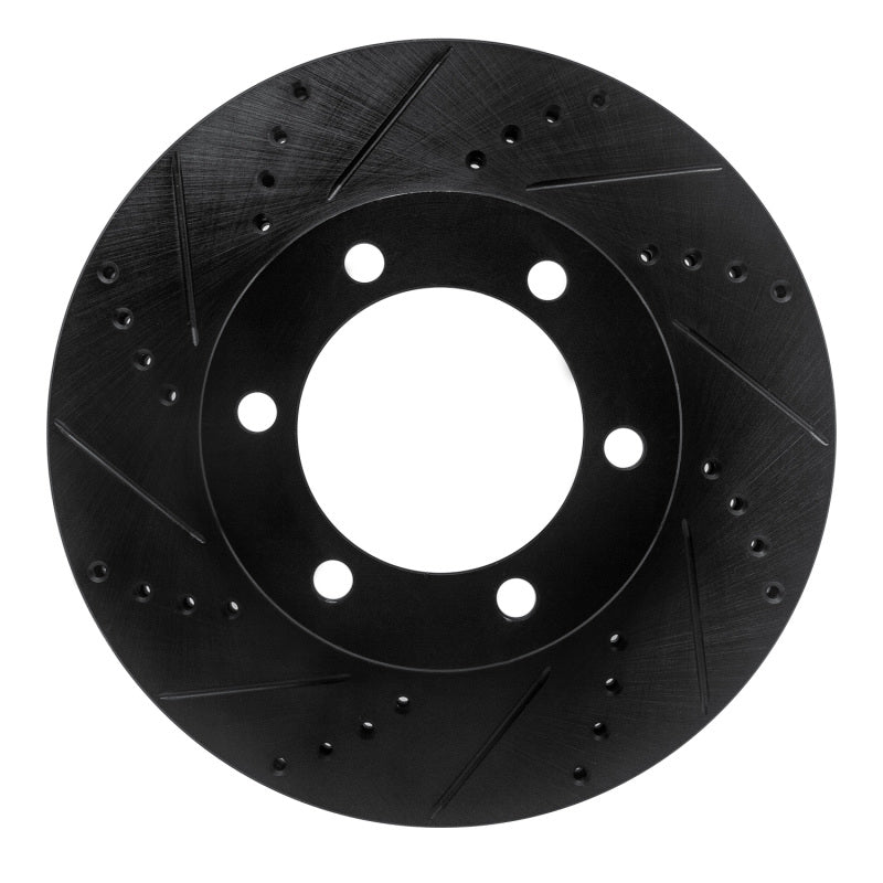 R1 00-07 Toyota TUNDRA Front Left Drilled & Slotted Black Brake Rotor-Brake Rotors - Slot & Drilled-Grocery Getter Performance