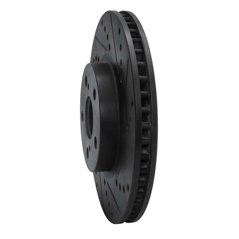 R1 00-10 Pontiac Vibe Front Right Drilled & Slotted Black Brake Rotor-Brake Rotors - Slot & Drilled-Grocery Getter Performance