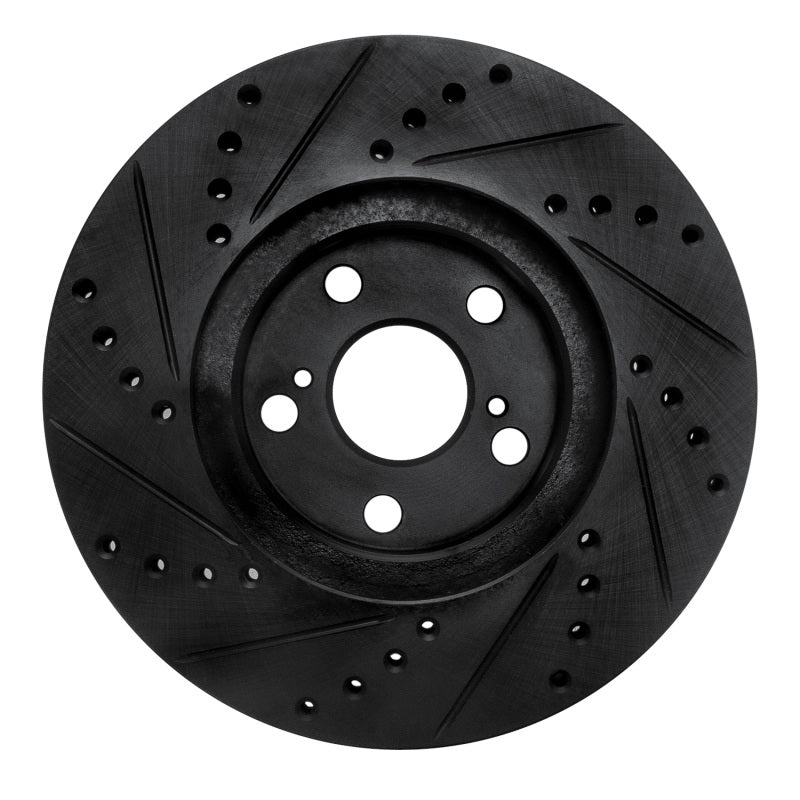 R1 00-10 Pontiac Vibe Front Right Drilled & Slotted Black Brake Rotor-Brake Rotors - Slot & Drilled-Grocery Getter Performance
