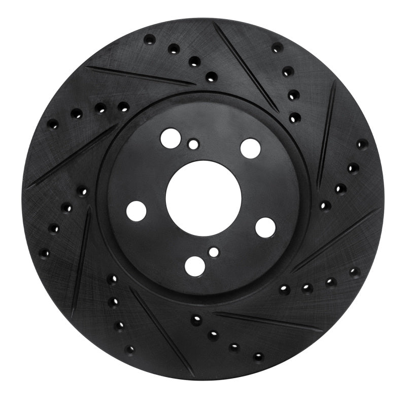 R1 00-10 Pontiac Vibe Front Right Drilled & Slotted Black Brake Rotor-Brake Rotors - Slot & Drilled-Grocery Getter Performance