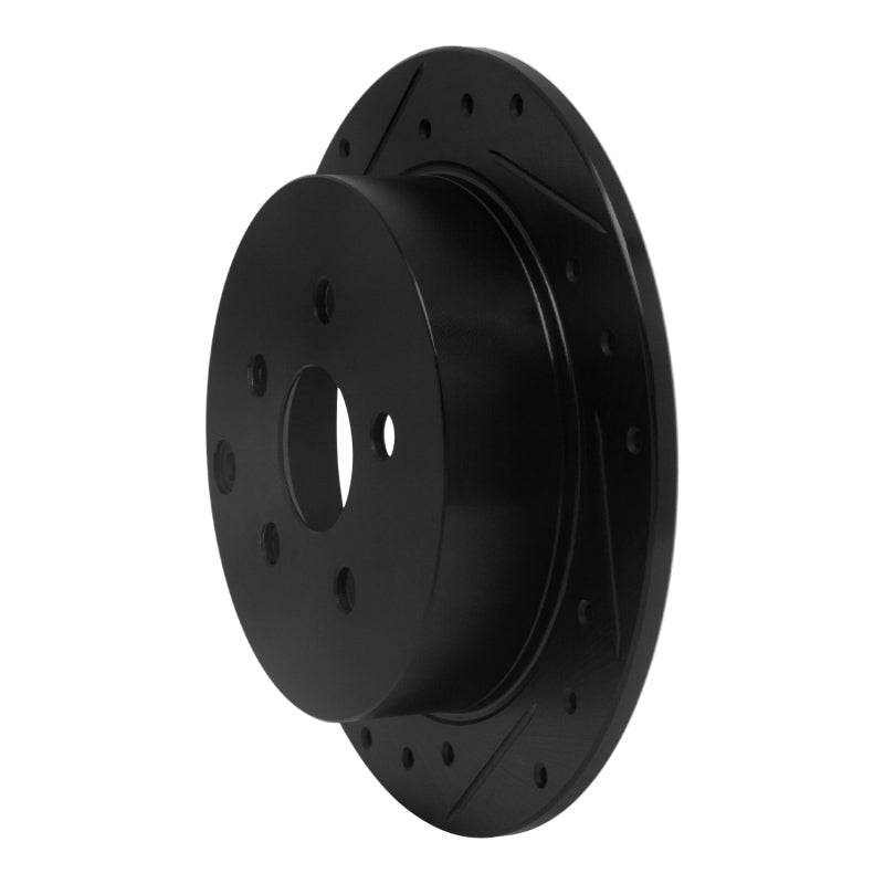 R1 00-10 Pontiac Vibe Rear Left Drilled & Slotted Black Brake Rotor-Brake Rotors - Slot & Drilled-Grocery Getter Performance