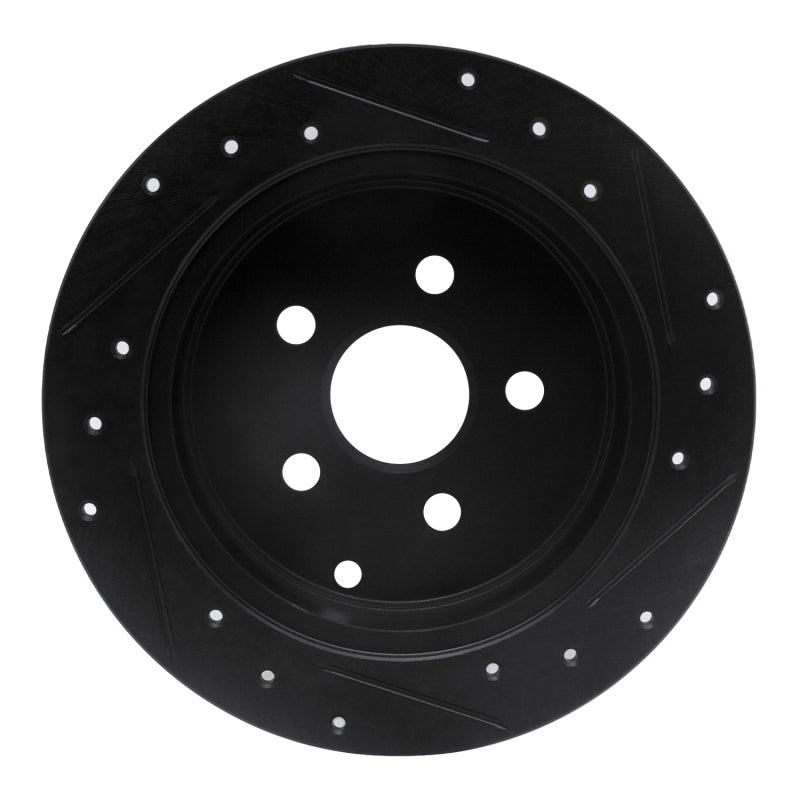 R1 00-10 Pontiac Vibe Rear Left Drilled & Slotted Black Brake Rotor-Brake Rotors - Slot & Drilled-Grocery Getter Performance