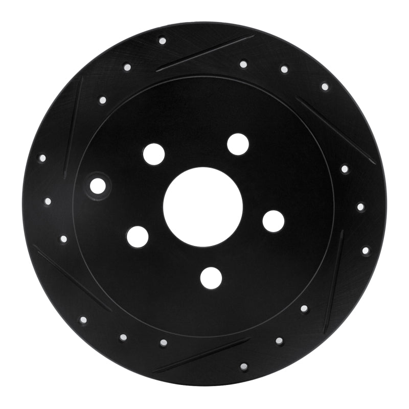 R1 00-10 Pontiac Vibe Rear Left Drilled & Slotted Black Brake Rotor-Brake Rotors - Slot & Drilled-Grocery Getter Performance