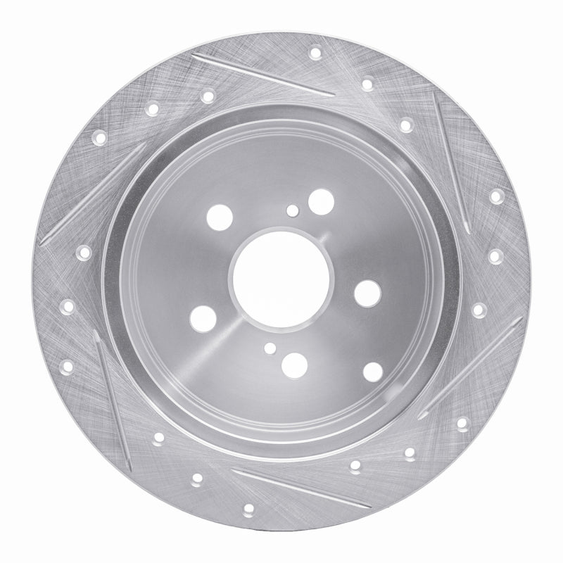 R1 00-10 Pontiac Vibe Rear Left Drilled & Slotted Silver Brake Rotor-Brake Rotors - Slot & Drilled-Grocery Getter Performance