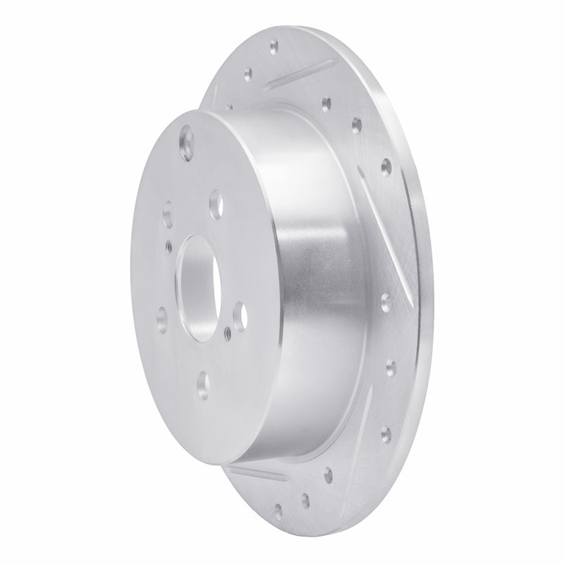 R1 00-10 Pontiac Vibe Rear Left Drilled & Slotted Silver Brake Rotor-Brake Rotors - Slot & Drilled-Grocery Getter Performance