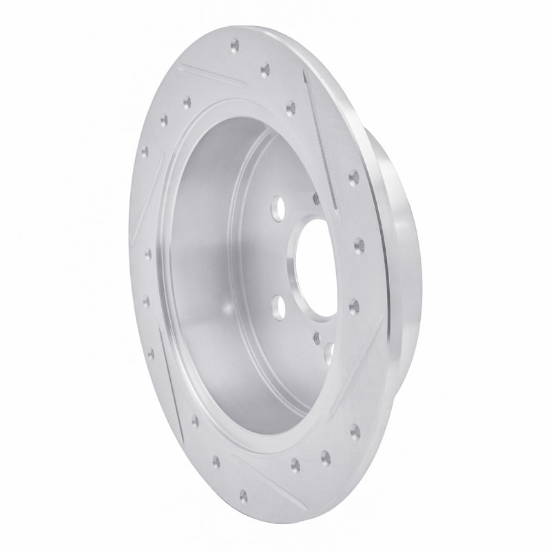 R1 00-10 Pontiac Vibe Rear Left Drilled & Slotted Silver Brake Rotor-Brake Rotors - Slot & Drilled-Grocery Getter Performance