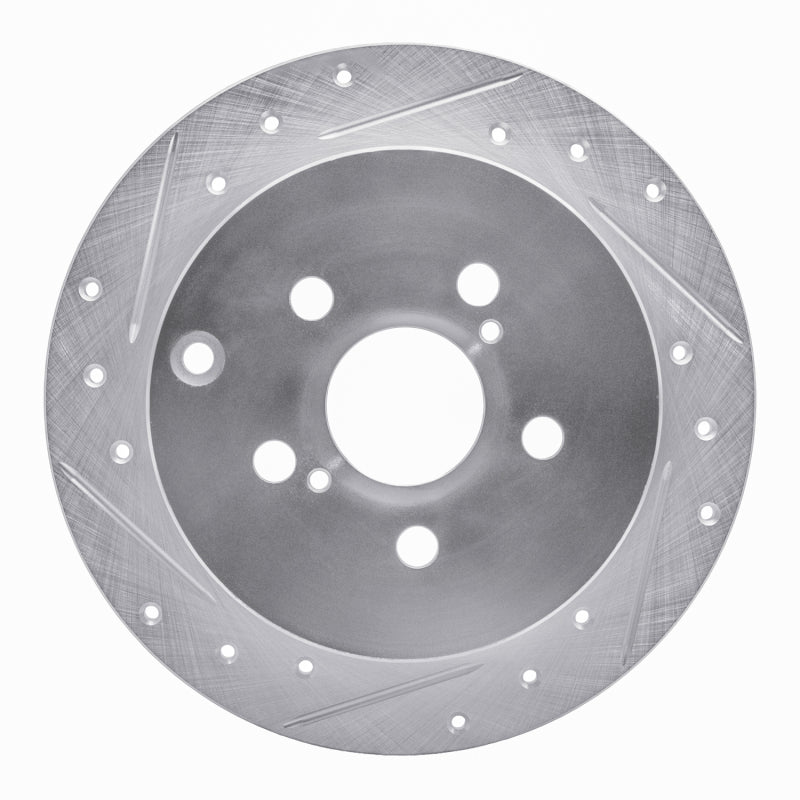 R1 00-10 Pontiac Vibe Rear Left Drilled & Slotted Silver Brake Rotor-Brake Rotors - Slot & Drilled-Grocery Getter Performance