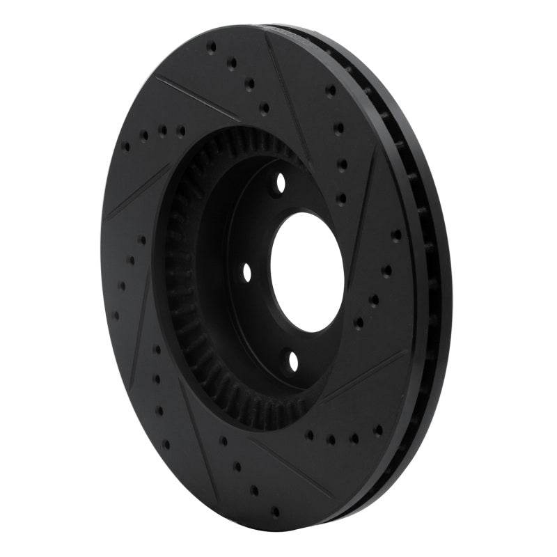 R1 01-02 Mazda Millenia Front Left Drilled & Slotted Black Brake Rotor-Brake Rotors - Slot & Drilled-Grocery Getter Performance