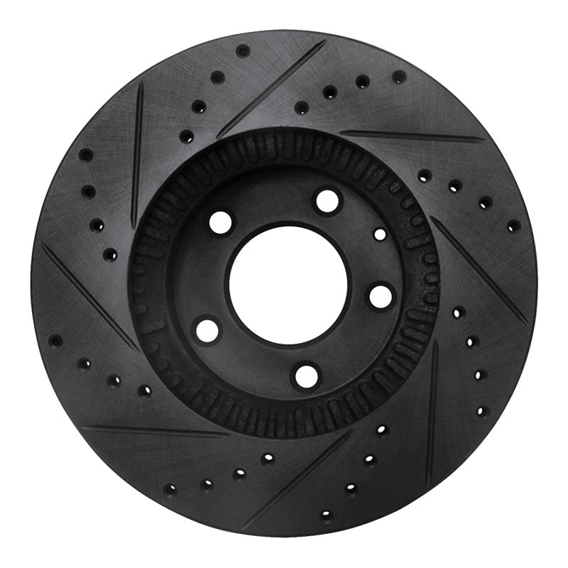 R1 01-02 Mazda Millenia Front Right Drilled & Slotted Black Brake Rotor-Brake Rotors - Slot & Drilled-Grocery Getter Performance