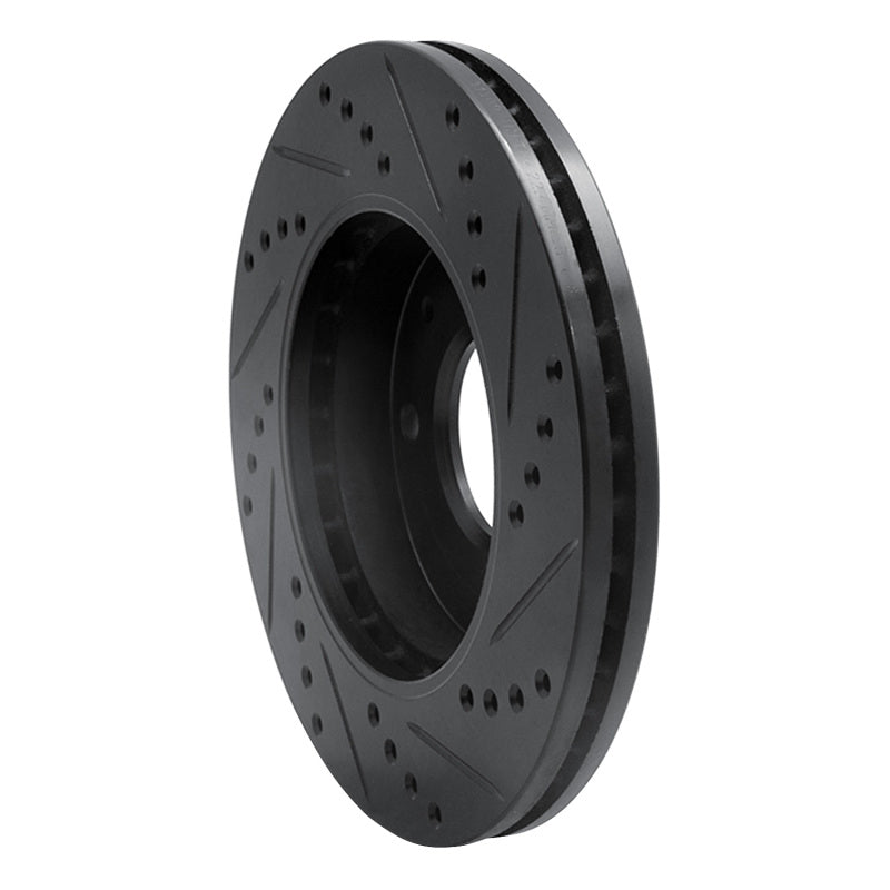 R1 01-03 Hyundai Sonata Front Left Drilled & Slotted Black Brake Rotor-Brake Rotors - Slot & Drilled-Grocery Getter Performance