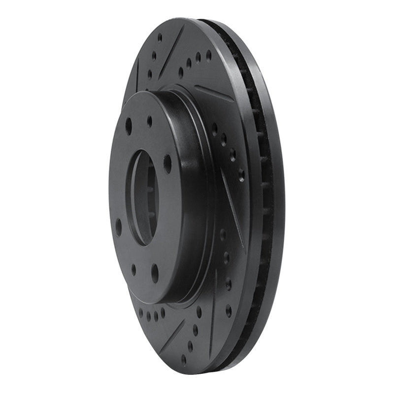 R1 01-03 Hyundai Sonata Front Left Drilled & Slotted Black Brake Rotor-Brake Rotors - Slot & Drilled-Grocery Getter Performance