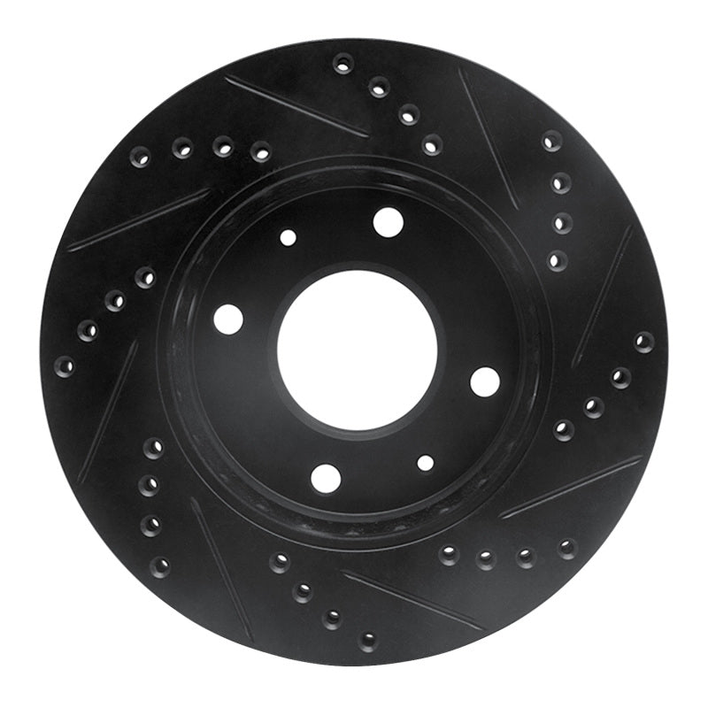 R1 01-03 Hyundai Sonata Front Left Drilled & Slotted Black Brake Rotor-Brake Rotors - Slot & Drilled-Grocery Getter Performance