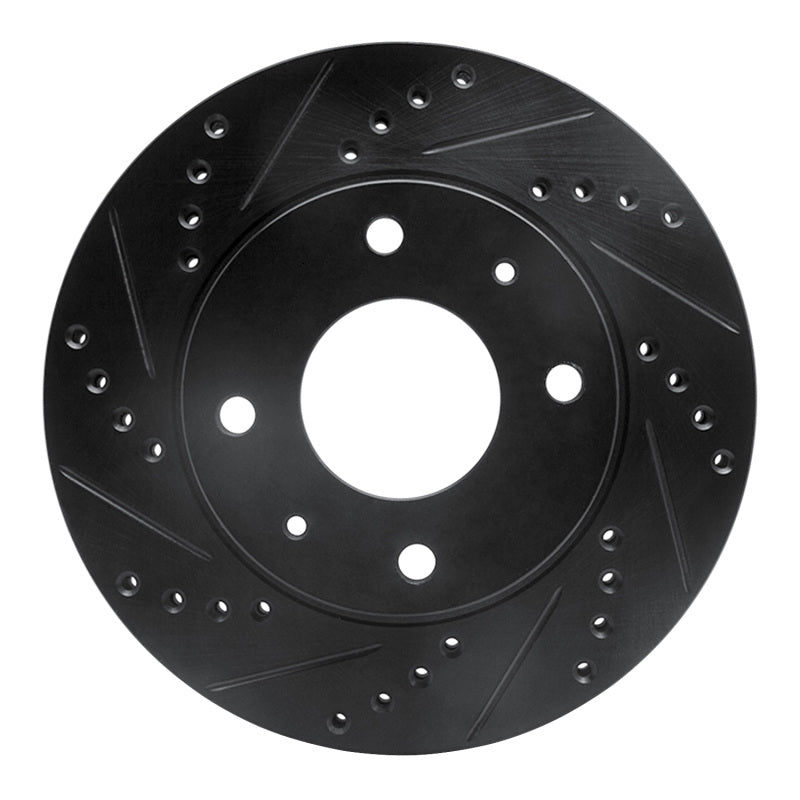 R1 01-03 Hyundai Sonata Front Left Drilled & Slotted Black Brake Rotor-Brake Rotors - Slot & Drilled-Grocery Getter Performance