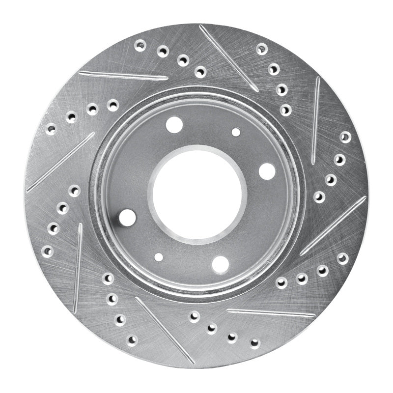 R1 01-03 Hyundai SONATA Front Left Drilled & Slotted Silver Brake Rotor-Brake Rotors - Slot & Drilled-Grocery Getter Performance