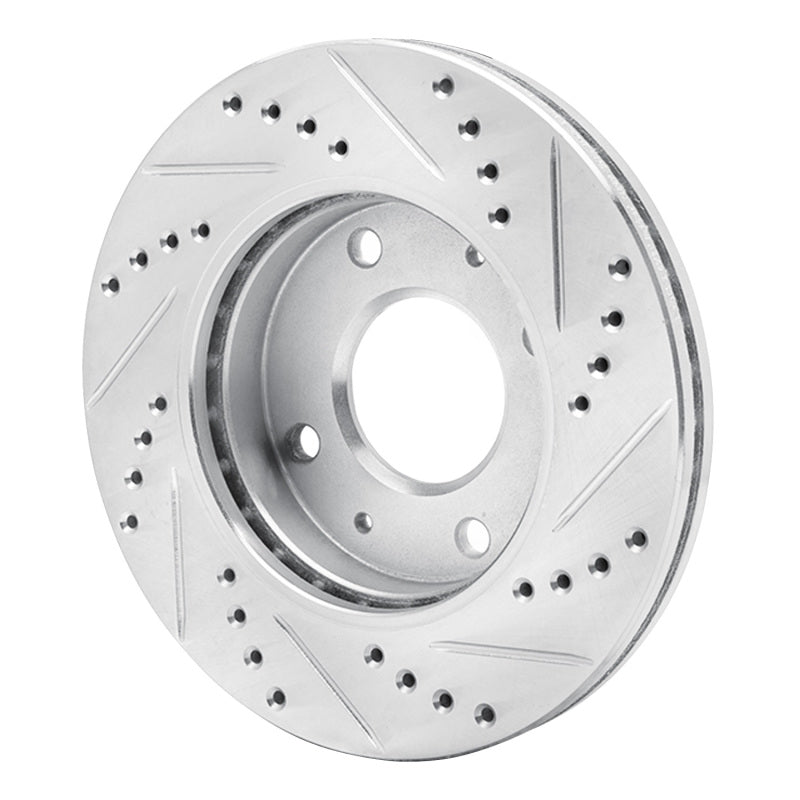 R1 01-03 Hyundai SONATA Front Left Drilled & Slotted Silver Brake Rotor-Brake Rotors - Slot & Drilled-Grocery Getter Performance