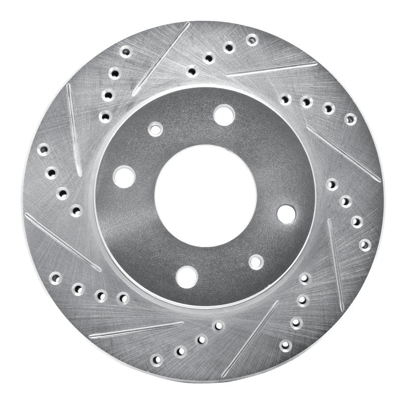R1 01-03 Hyundai SONATA Front Left Drilled & Slotted Silver Brake Rotor-Brake Rotors - Slot & Drilled-Grocery Getter Performance