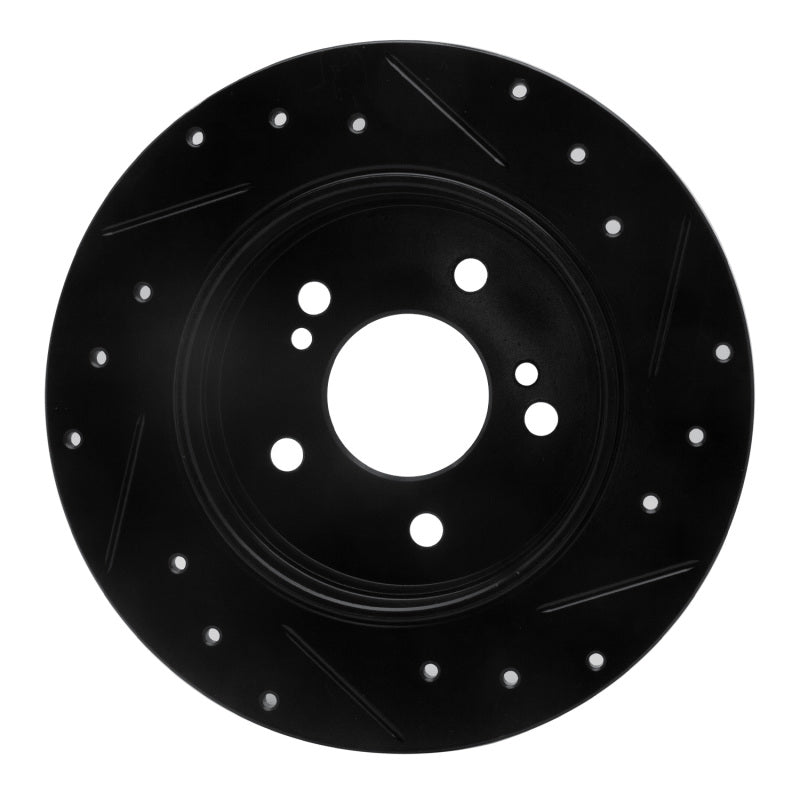R1 01-03 Hyundai XG350 Front Left Drilled & Slotted Black Brake Rotor-Brake Rotors - Slot & Drilled-Grocery Getter Performance