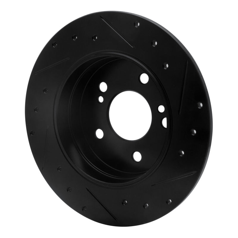 R1 01-03 Hyundai XG350 Front Left Drilled & Slotted Black Brake Rotor-Brake Rotors - Slot & Drilled-Grocery Getter Performance