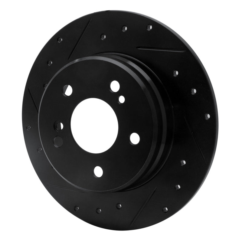 R1 01-03 Hyundai XG350 Front Left Drilled & Slotted Black Brake Rotor-Brake Rotors - Slot & Drilled-Grocery Getter Performance