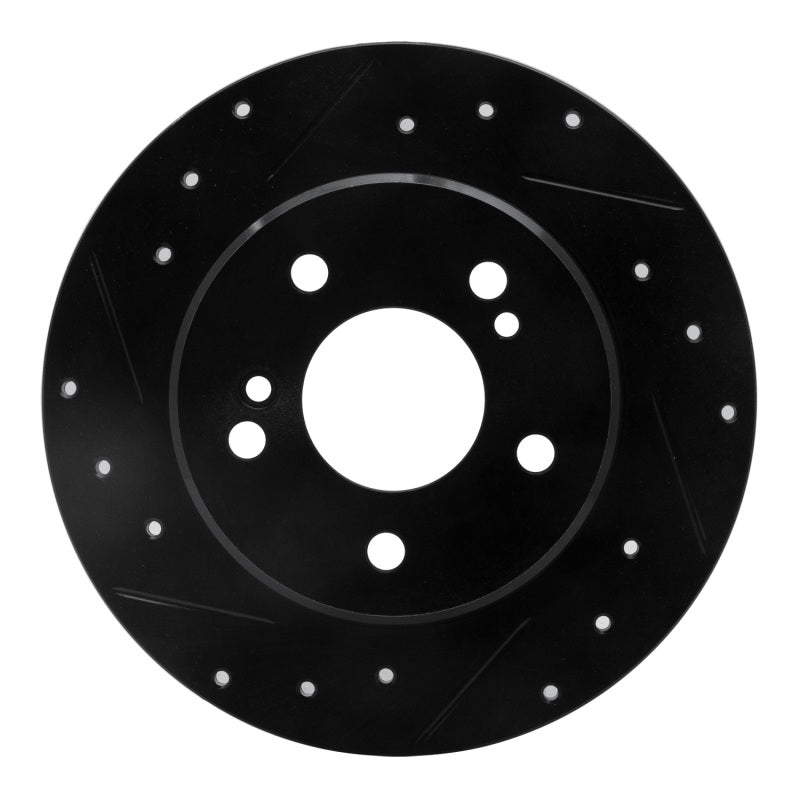 R1 01-03 Hyundai XG350 Front Left Drilled & Slotted Black Brake Rotor-Brake Rotors - Slot & Drilled-Grocery Getter Performance