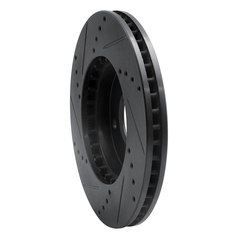 R1 01-03 Hyundai XG350 Front Right Drilled & Slotted Black Brake Rotor-Brake Rotors - Slot & Drilled-Grocery Getter Performance