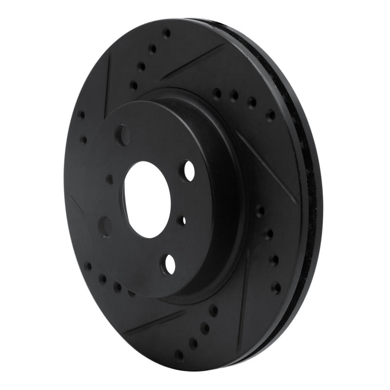 R1 01-03 Toyota Prius Front Left Drilled & Slotted Black Brake Rotor-Brake Rotors - Slot & Drilled-Grocery Getter Performance